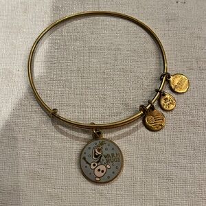 Alex and Ani/ Disney Gold Warm Hugs Olaf Charm bangle Bracelet. GUC!